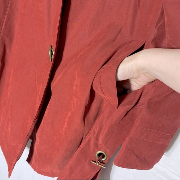 Vintage Apropos Red Orange Oversized Lightweight Jacket With Hood M - Picture 7 of 16